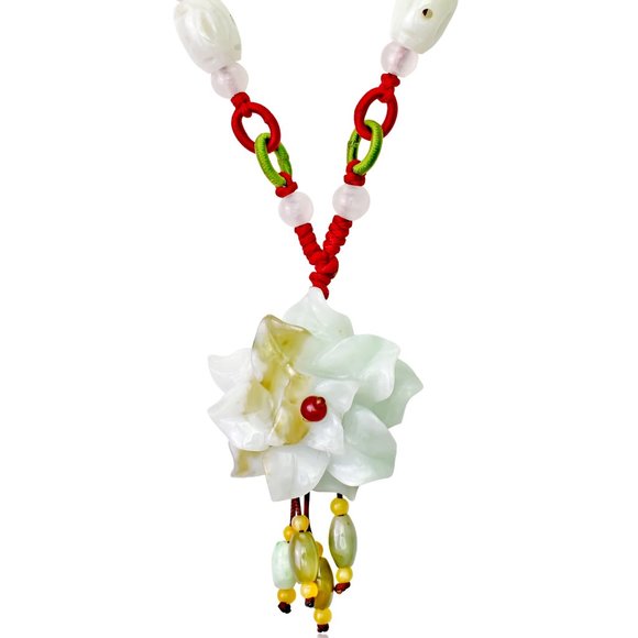 Chrysanthemum Flower Jade Necklace Pendant - Picture 3 of 5